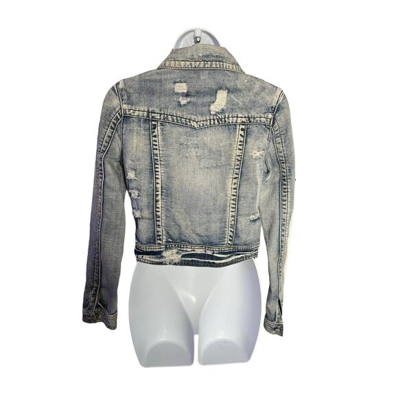 ...Lost light wash distressed denim jean jacket button up small - Picture 3 of 8